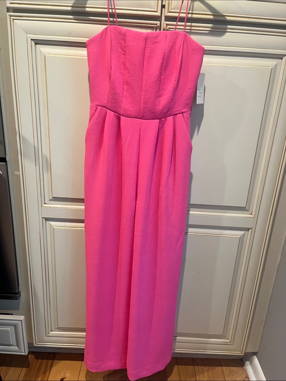 Hot pink strapless jumpsuit (pants)